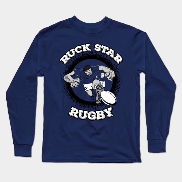 Rugby Comic Style Player Long Sleeve T-Shirt by atomguy